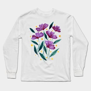 Cute florals - purple and green Long Sleeve T-Shirt